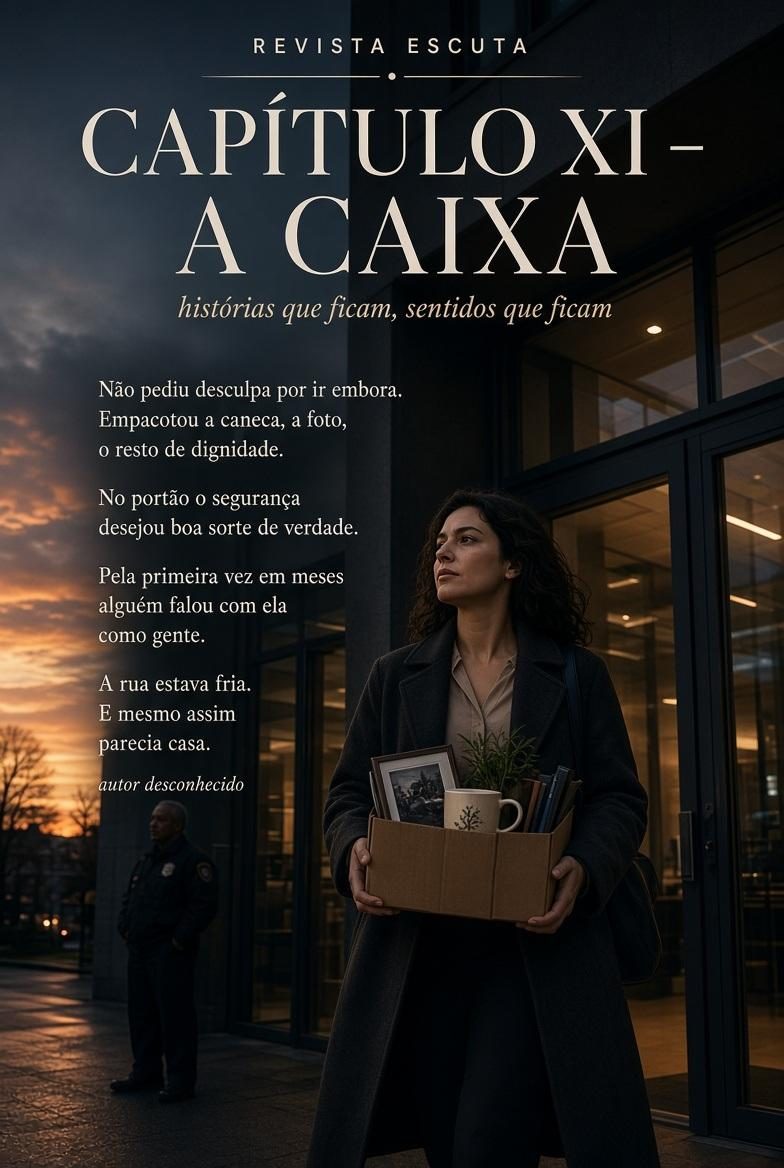 Capítulo XI — A caixa. Peça editorial da Revista Escuta.