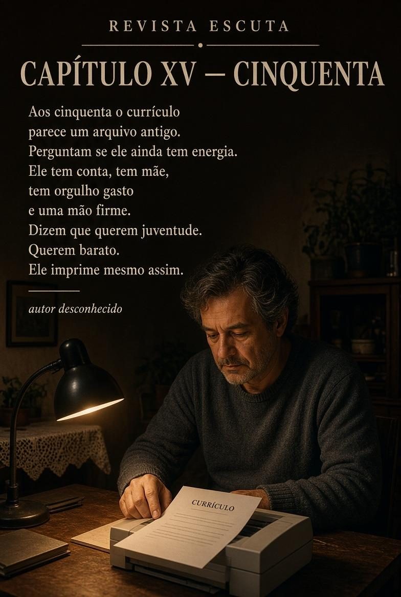 Capítulo XV — Cinquenta. Peça editorial da Revista Escuta.