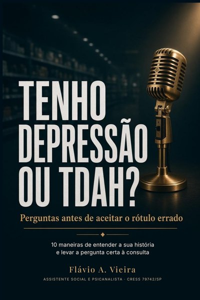 Capa do e-book Tenho depressão ou TDAH? Perguntas antes de aceitar o rótulo errado, de Flávio A. Vieira.