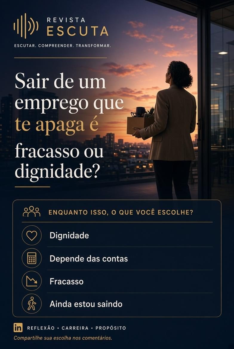 Enquete: Sair de um emprego que te apaga é fracasso ou dignidade?