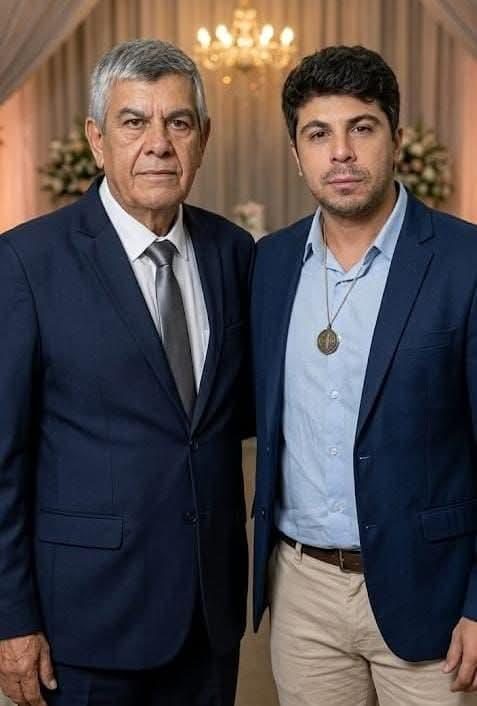 Flávio Vieira ao lado do pai, José Vicente.