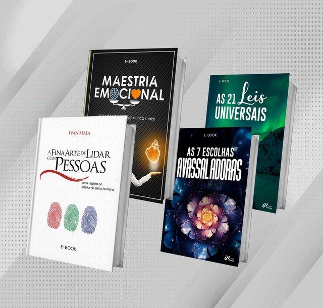 Capas oficiais dos quatro livros digitais do combo de Ivan Maia.